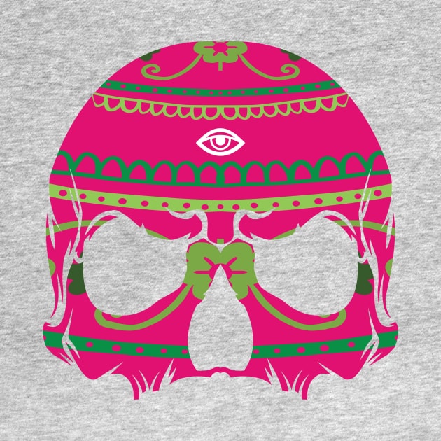 Beautiful Skull T-shirt with marijuana color and one eye by blackdesain99